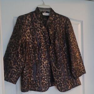 Chico's Size 0 Gold Lame & Black 3/4 Length Sleeve Jacket - Great For Holidays!